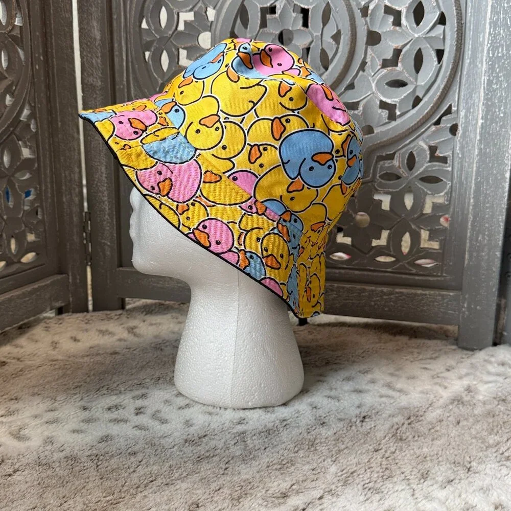 Reversible rubber duckie bucket hat kids OS tropical summer vacation kidcore